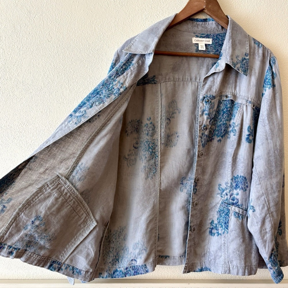 Coldwater Creek 100% linen unlined snap front‎ jacket - Picture 5 of 10